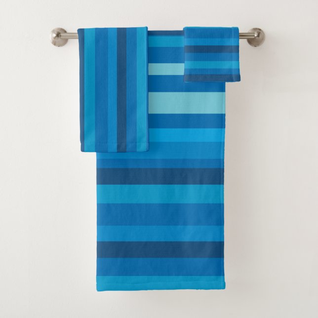 Blaue Streifen Badezimmer Handtuch Set (Insitu)