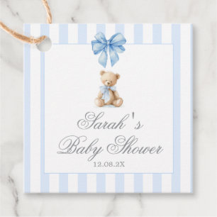 Blaue Streifen Bär Baby Shower Favor Tags Geschenkanhänger