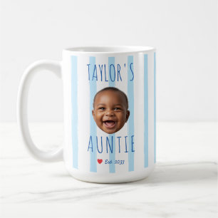 Blaue Streifen Benutzerdefiniertes Foto & Name Bab Kaffeetasse