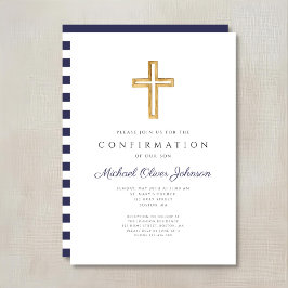 Blaue Streifen Bestätigung der religiösen Cross Bo Einladung