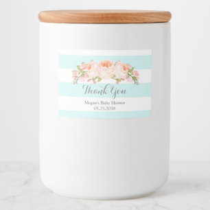 Blaue Streifen-BlumenBabyparty-Aufkleber Lebensmitteletikett