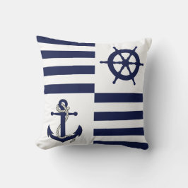 Blaue Streifen der Nautischen Marine/Rad/Marine Kissen