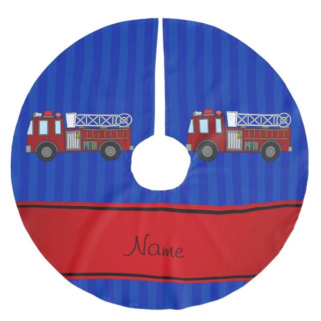 Blaue Streifen des personalisierten Polyester Weihnachtsbaumdecke (Vorderseite)