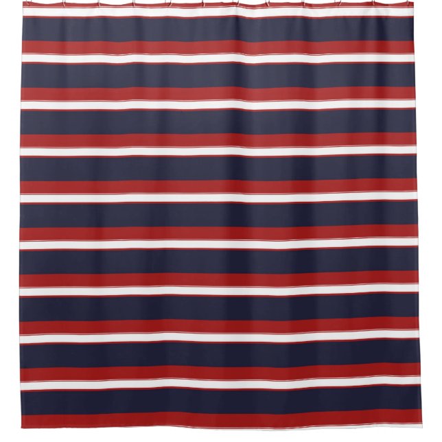 Blaue Streifen des roten weißen Navy Duschvorhang (Vorderseite)