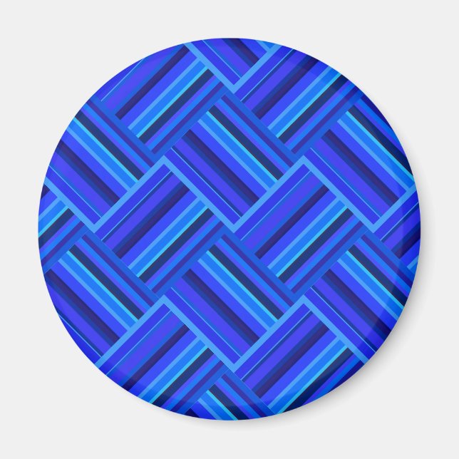Blaue Streifen diagonales Webmuster Magnet (Vorne)