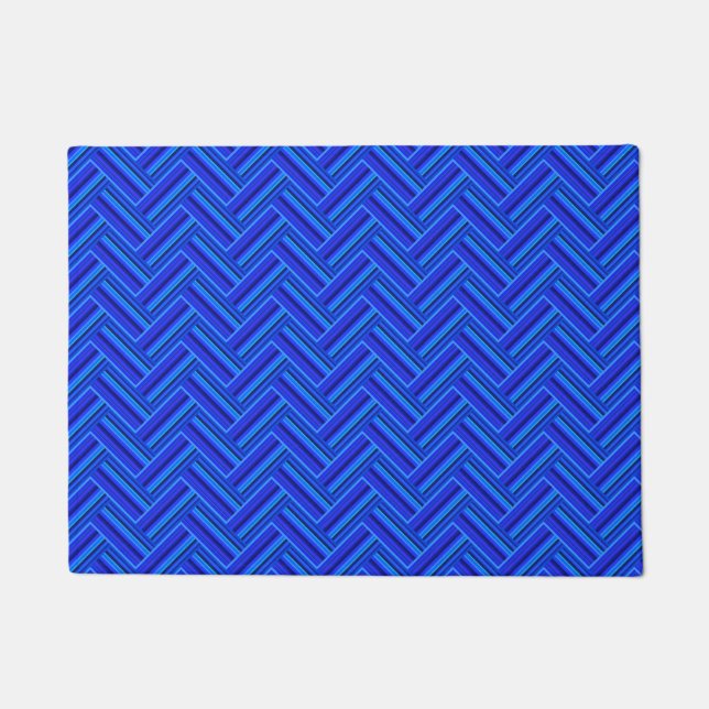 Blaue Streifen-Doppelwegemuster Fußmatte (Vorderseite)