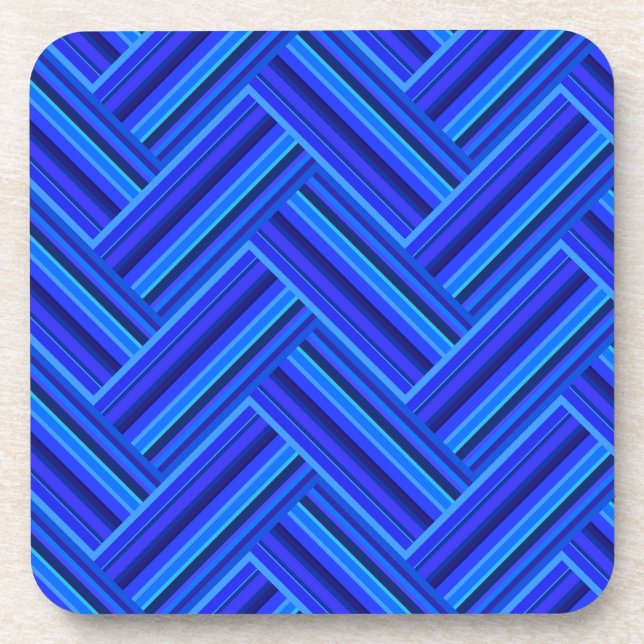 Blaue Streifen-Doppelwegemuster Getränkeuntersetzer (Vorderseite)