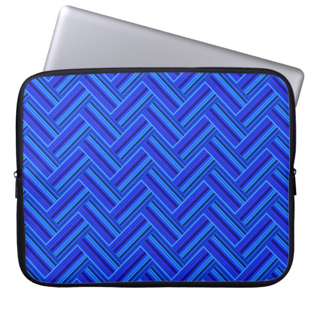 Blaue Streifen-Doppelwegemuster Laptopschutzhülle (Vorderseite)