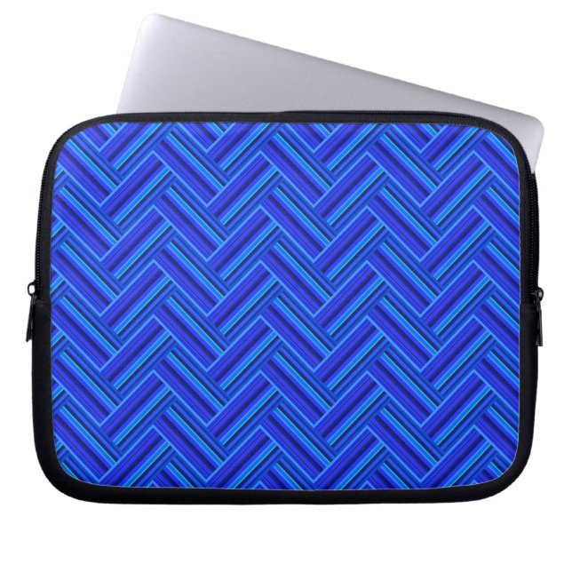 Blaue Streifen-Doppelwegemuster Laptopschutzhülle (Vorderseite)