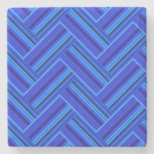 Blaue Streifen-Doppelwegemuster Steinuntersetzer