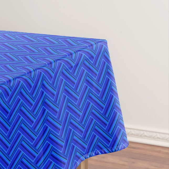 Blaue Streifen-Doppelwegemuster Tischdecke (Beispiel)