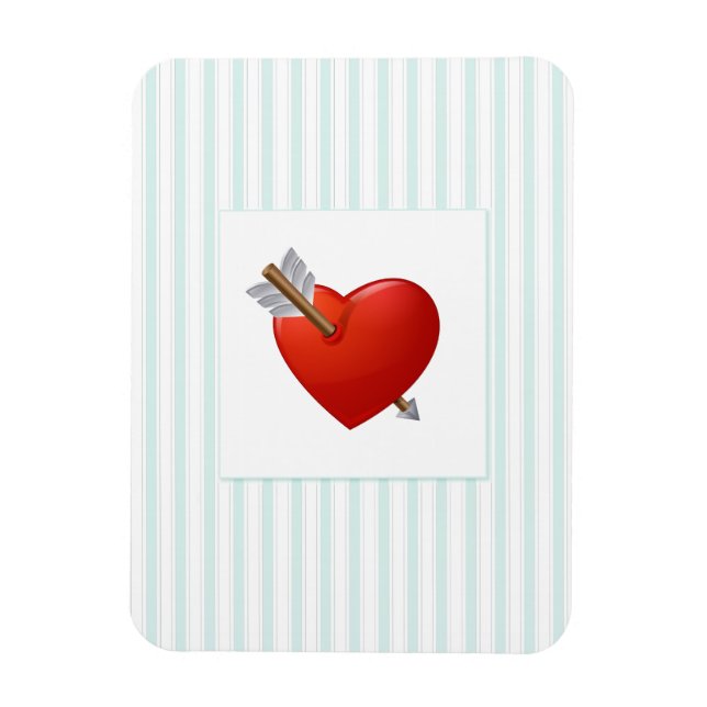 Blaue Streifen - durchbrochenes Valentinherz Magnet (Vertikal)