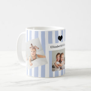 Blaue Streifen, Fotos und Herz   Für Papa Kaffeetasse