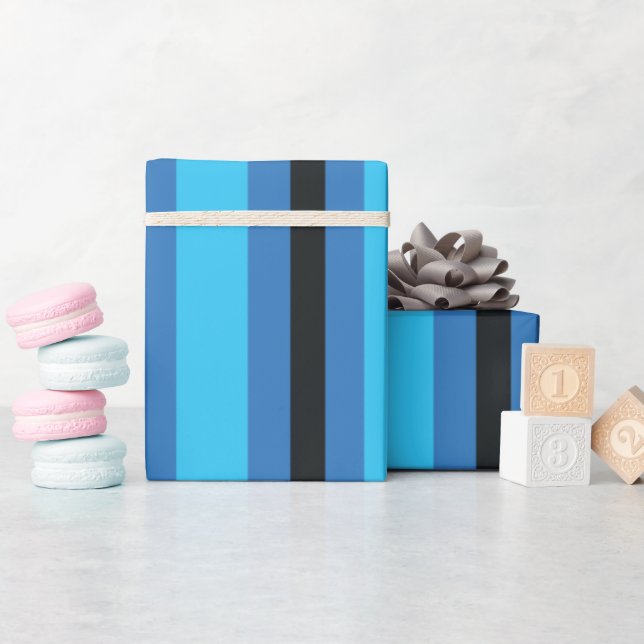 Blaue Streifen Geschenkpapier (Babyparty)