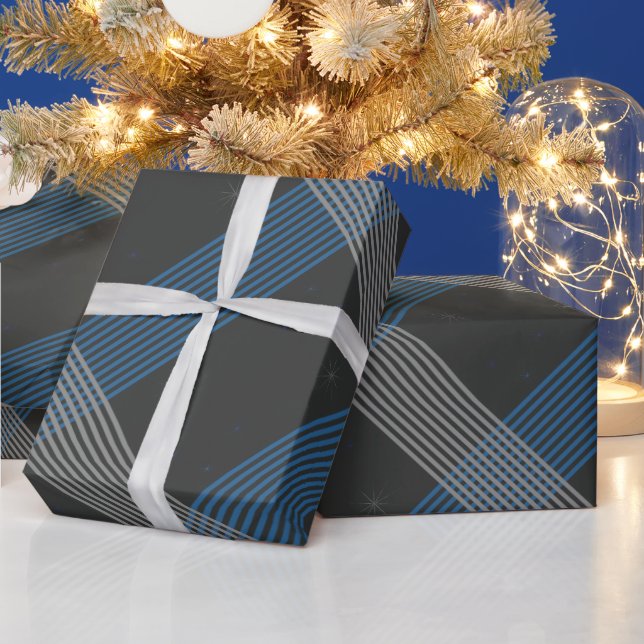 Blaue Streifen Geschenkpapier (Feiertage)
