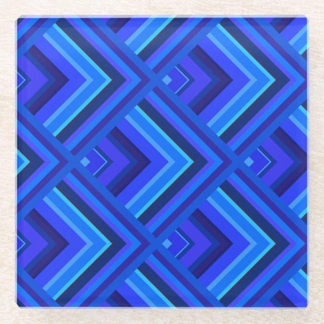 Blaue Streifen Glasuntersetzer (Vorderseite)