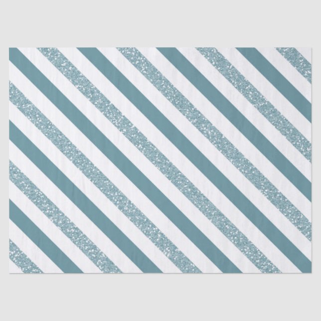 Blaue Streifen-Glitzer Seidenpapier (Vorderseite)
