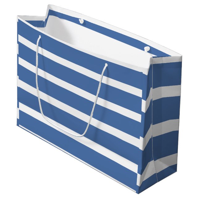 Blaue Streifen  Große Geschenktüte (Vorderseite Schrägansicht)