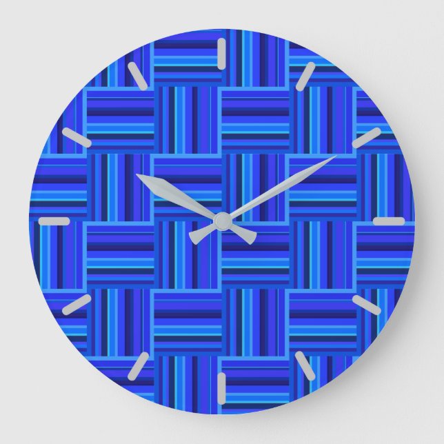 Blaue Streifen Große Wanduhr (Vorderseite)