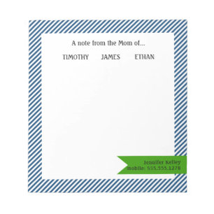 Blaue Streifen, Grüner Akzent Note aus der Mama vo Notizblock