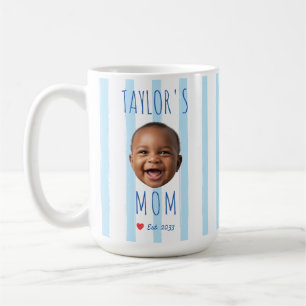 Blaue Streifen Individuelles Foto & Name Baby Gesi Kaffeetasse