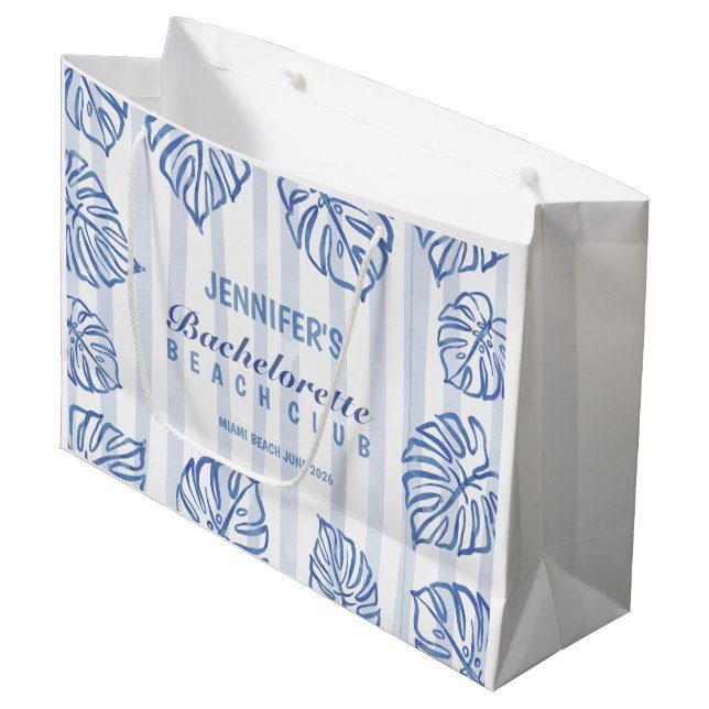 Blaue Streifen-JUNGGESELLINNEN-Abschiedsparty Whim Große Geschenktüte (Vorderseite Schrägansicht)