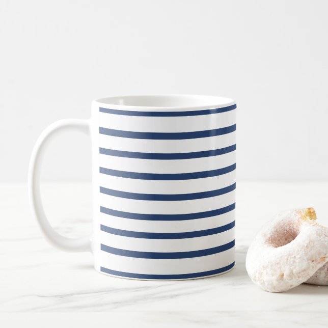 Blaue Streifen Kaffeetasse (Mit Donut)
