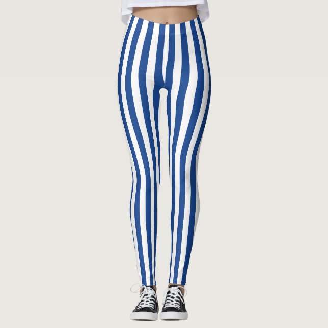 Blaue Streifen Leggings (Vorderseite)