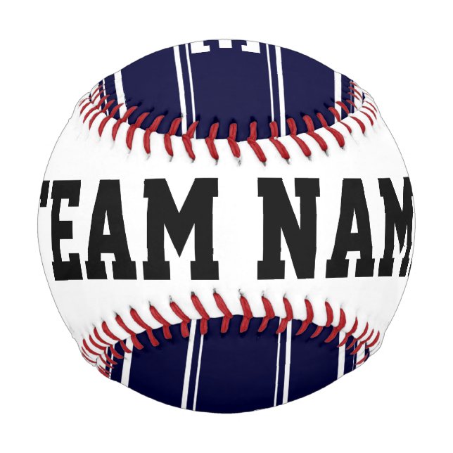 Blaue Streifen mit benutzerdefiniertem Monogramm Baseball (Vorderseite)