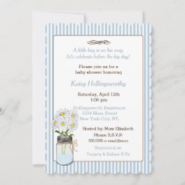 Blaue Streifen mit Mason Jar Baby Dusche Einladung
