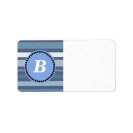 Blaue Streifen mit Monogramm Adressaufkleber
