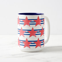 Blaue Streifen mit Roter Sterne-Tasse