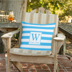 Blaue Streifen Monogramm Kissen