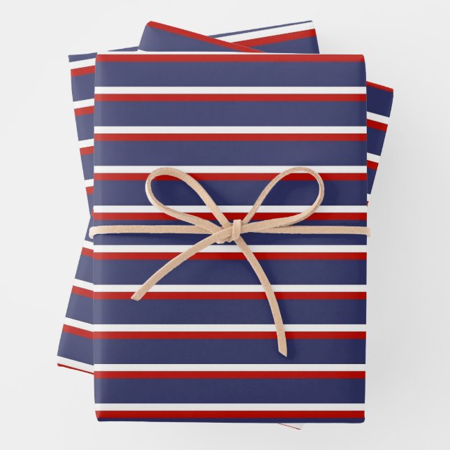 Blaue Streifen Muster Geschenkpapier Set (Beispiel)