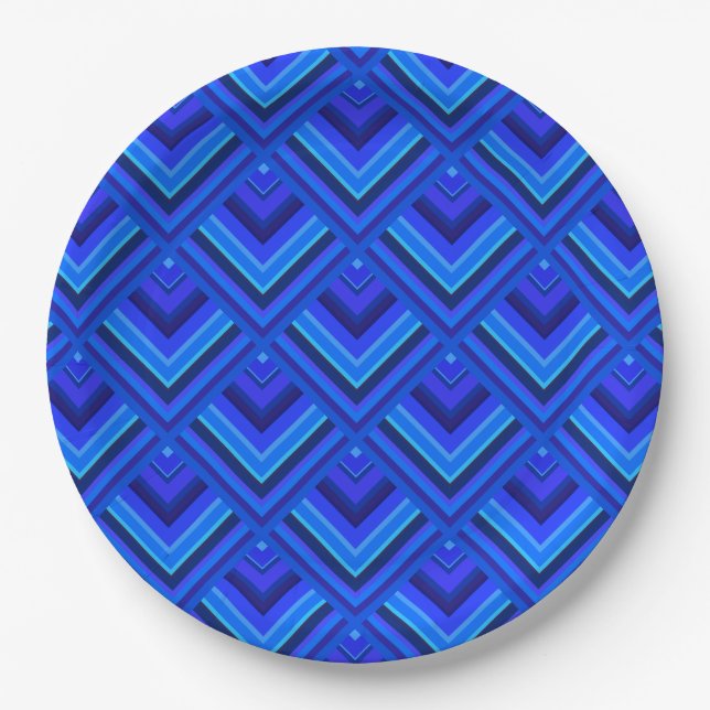Blaue Streifen Pappteller (Vorderseite)
