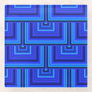 Blaue Streifen quadratische Skala Glasuntersetzer