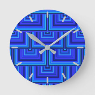 Blaue Streifen quadratische Skala Runde Wanduhr