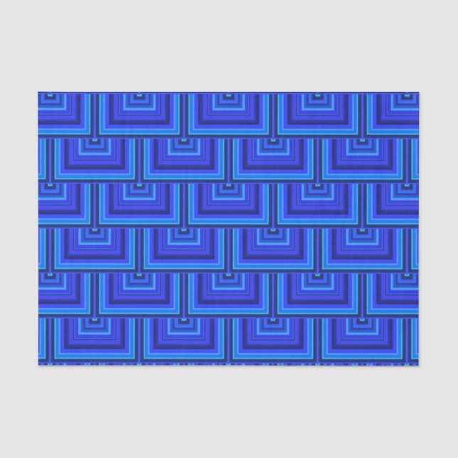 Blaue Streifen quadratische Skala Seidenpapier (Vorderseite)