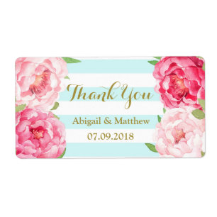 Blaue Streifen Rosa Blumenfarben Hochzeitsmarken