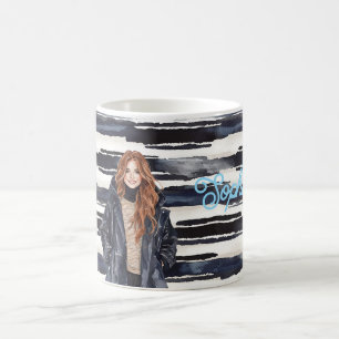 Blaue Streifen Rotschopf Weiblich Kaffeetasse
