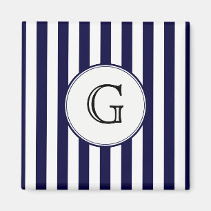 Blaue Streifen rund um das Monogramm Magnet