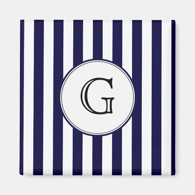 Blaue Streifen rund um das Monogramm Magnet (Vorne)