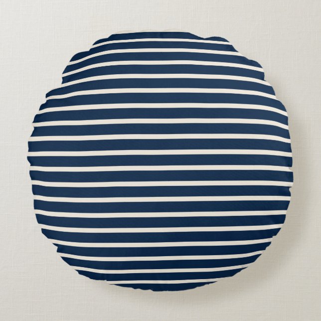 Blaue Streifen Rundes Kissen (Vorderseite)