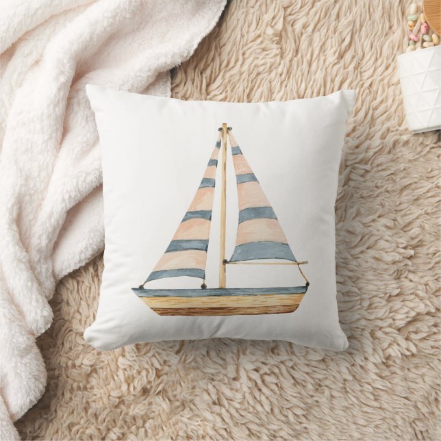 Blaue Streifen Sailboat Kissen (Decke)