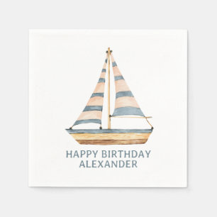 Blaue Streifen Sailboat Serviette
