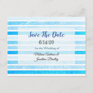 Blaue Streifen Save the Date Postkarte