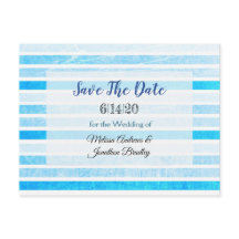 Blaue Streifen Save the Date Postkarte