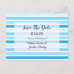 Blaue Streifen Save the Date Postkarte