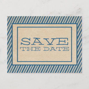 Blaue Streifen Save the Date Postkarte