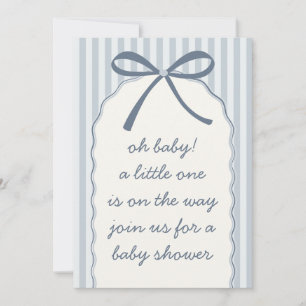 Blaue Streifen-Schleifen-Bogen-Babyparty Einladung